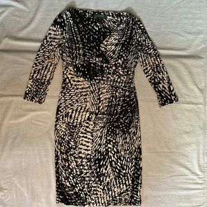 Lauren Ralph Lauren Faux Wrap Dress in Stretch Jersey, Abstract Print